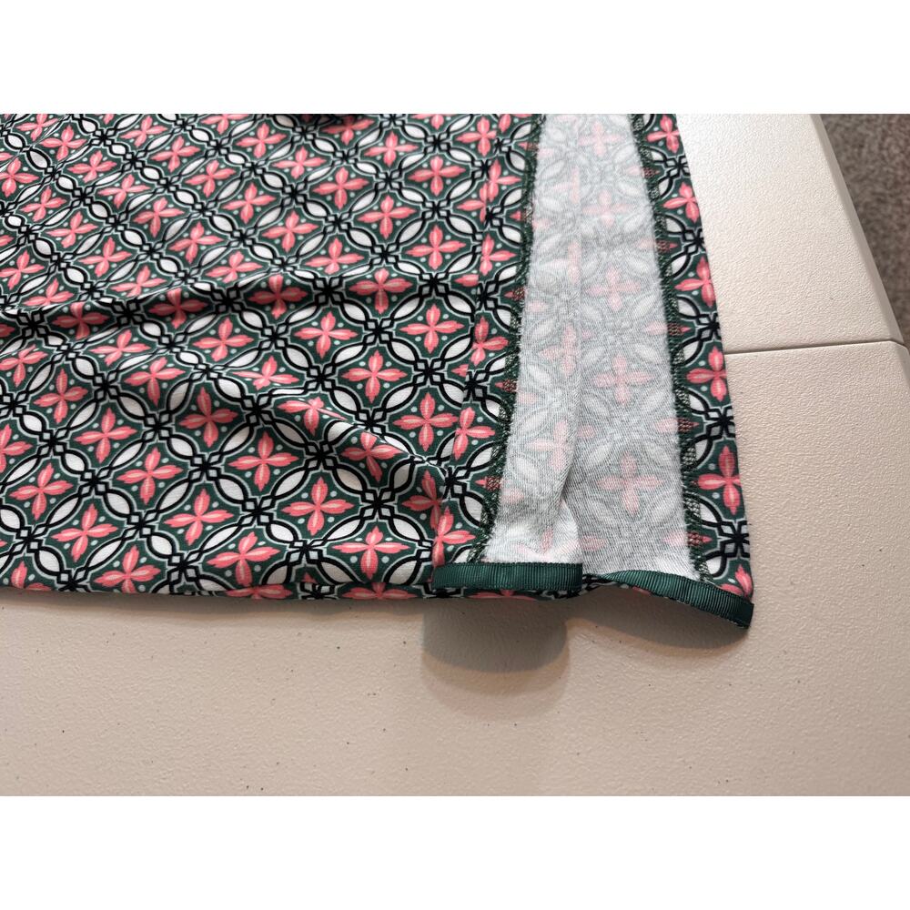 Talbots dress knit green white pink pattern cap sleeve scoop neck self tie Sz M - Picture 7 of 10